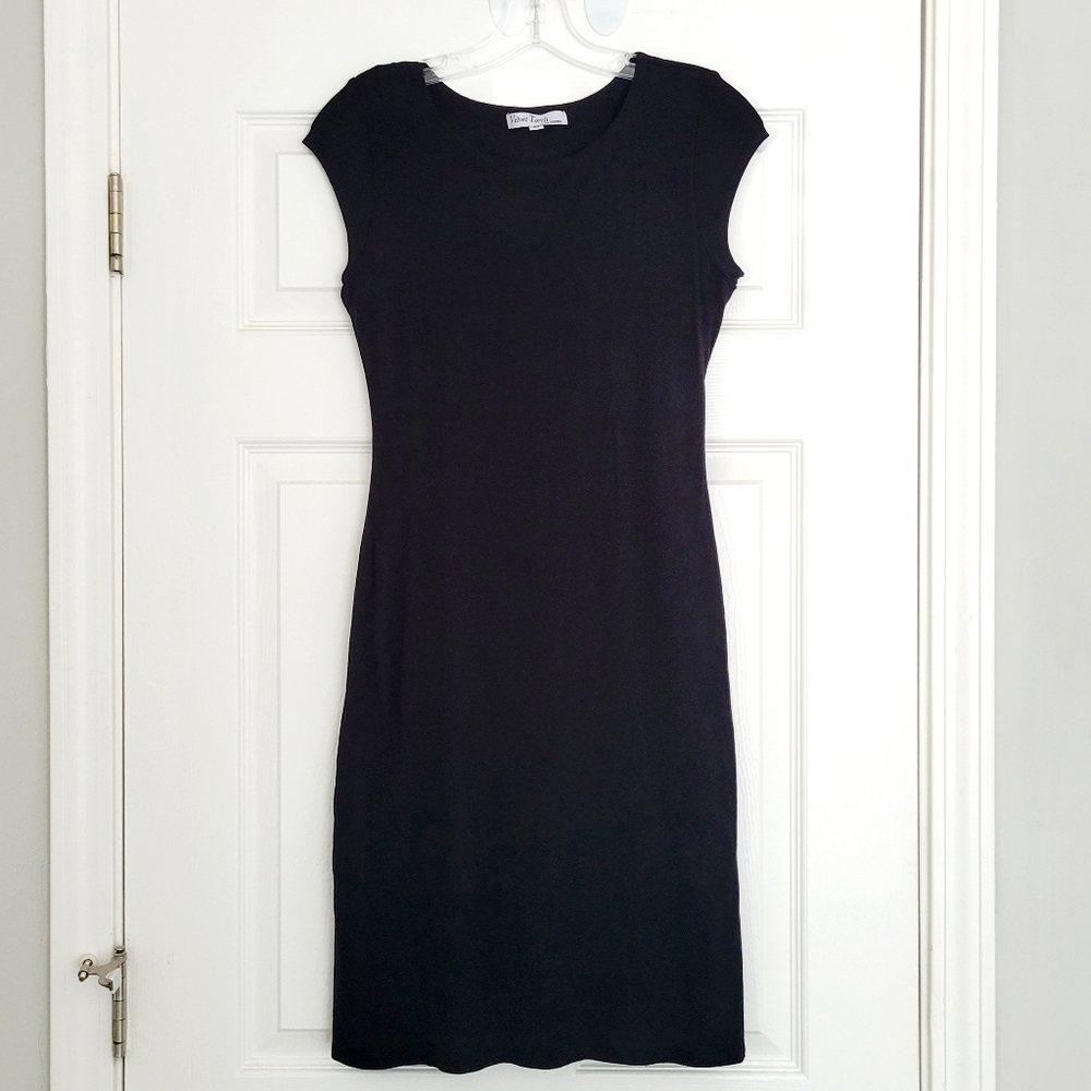 Velvet Torch T-Shirt Dress Black Short Sleeve M